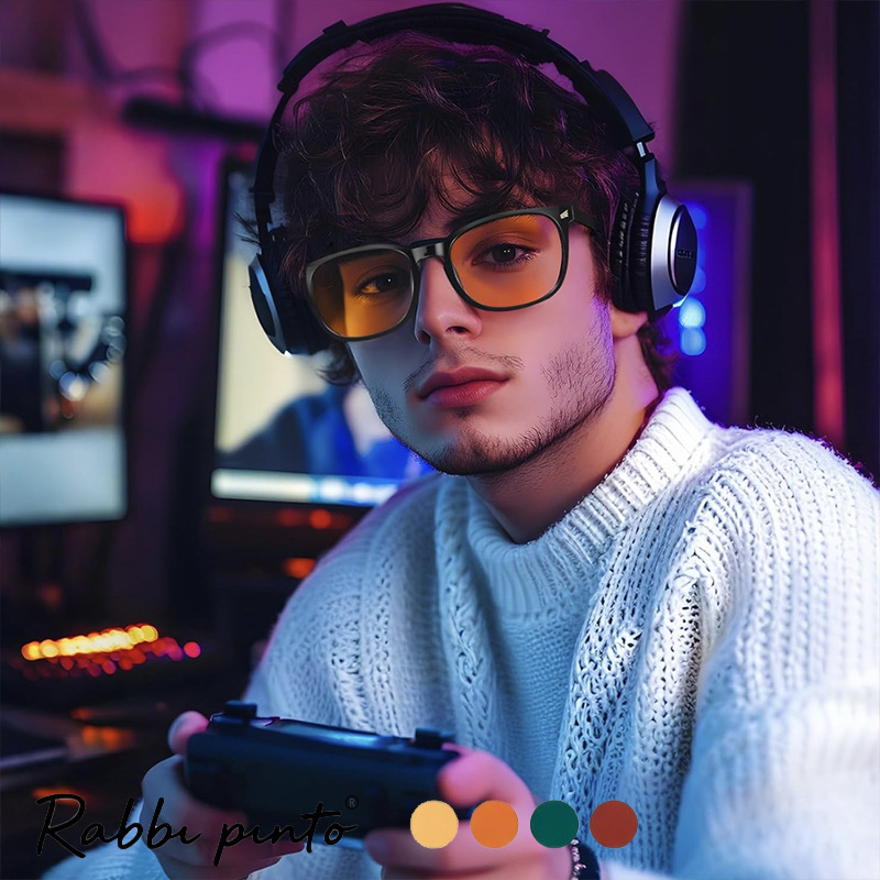 Trendy sleep glasses with anti-blue light and microfiber studs, featuring anti-UV and anti-radiation lenses, and red frames.