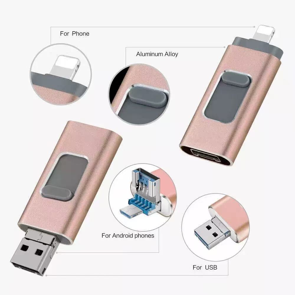 Large capacity 4-in-1 USB flash drive for Android and Apple phones, 1TB.