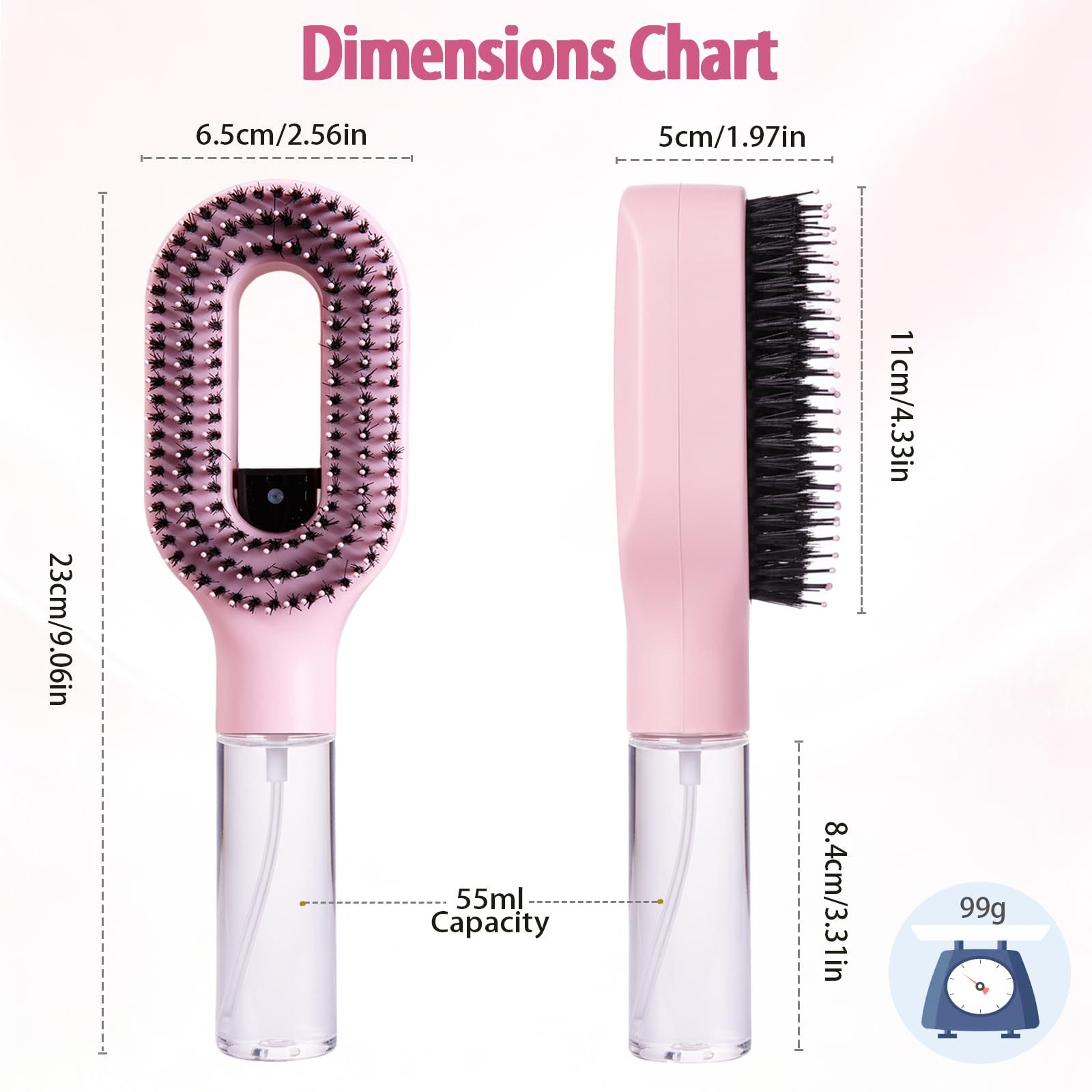 Multifunctional water spray comb, atomizing spray comb, transparent spray bottle handle, hollowed-out hair-smoothing comb, hair styling tool