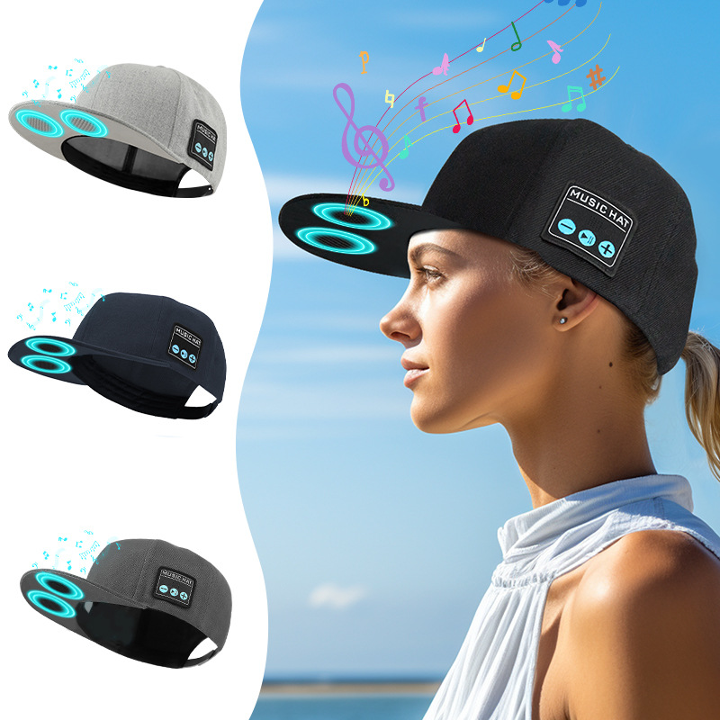 Wireless speaker hat with Bluetooth 5.4 dual speakers, suitable for outdoor sports and playing music.
