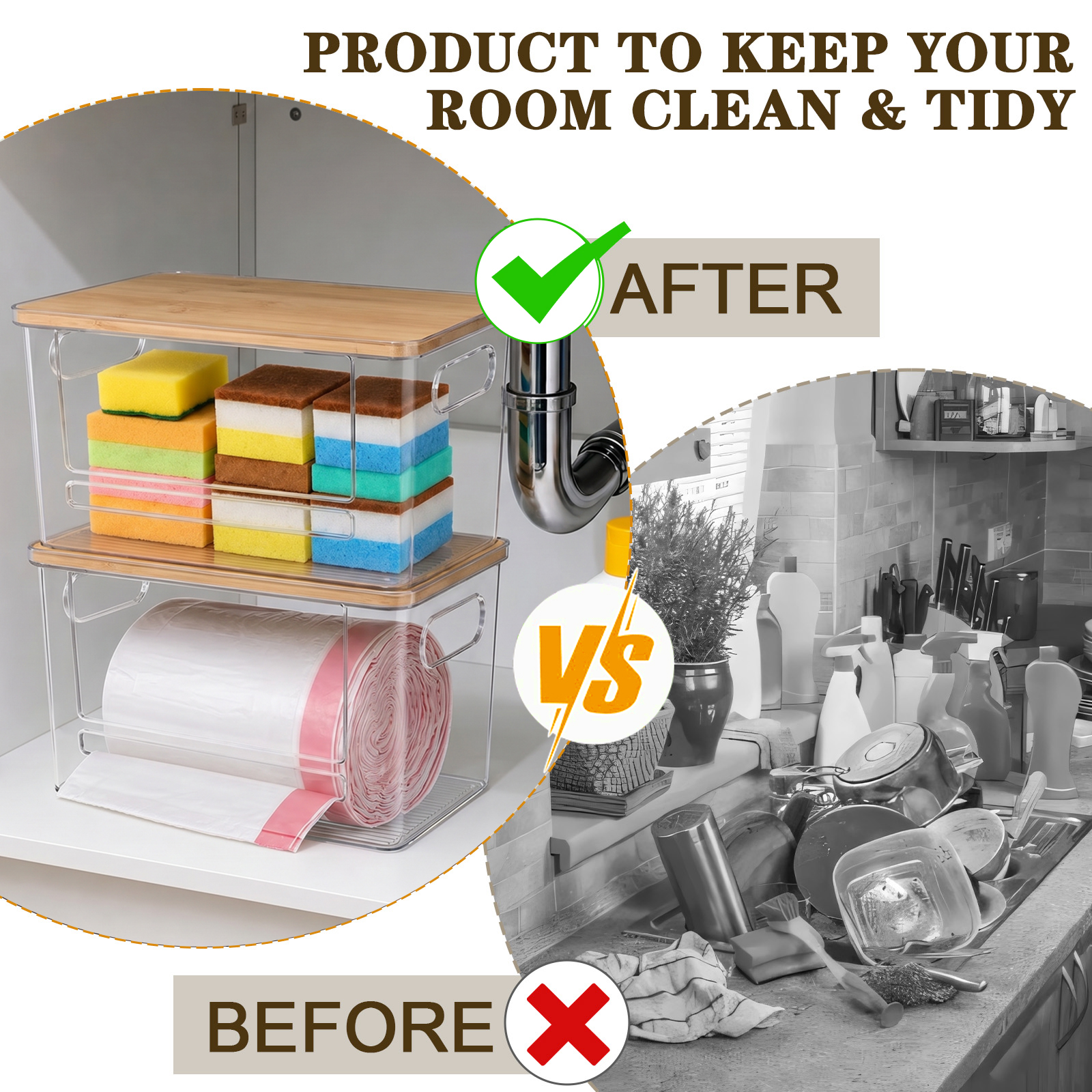 PLLDLC® Trash Bag Dispenser – Under Sink & Pantry Organizer