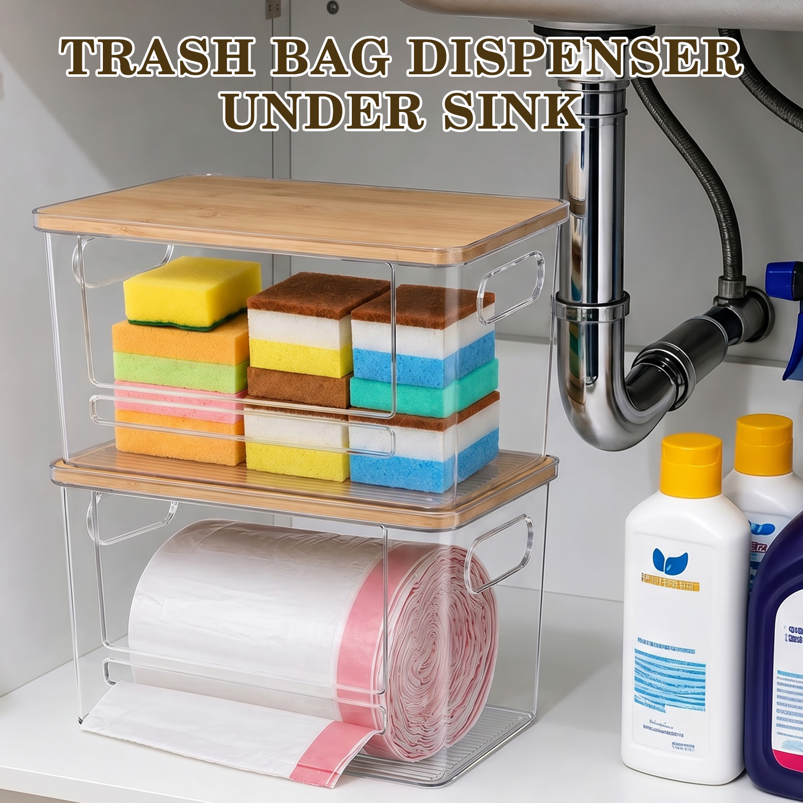 PLLDLC® Trash Bag Dispenser – Under Sink & Pantry Organizer