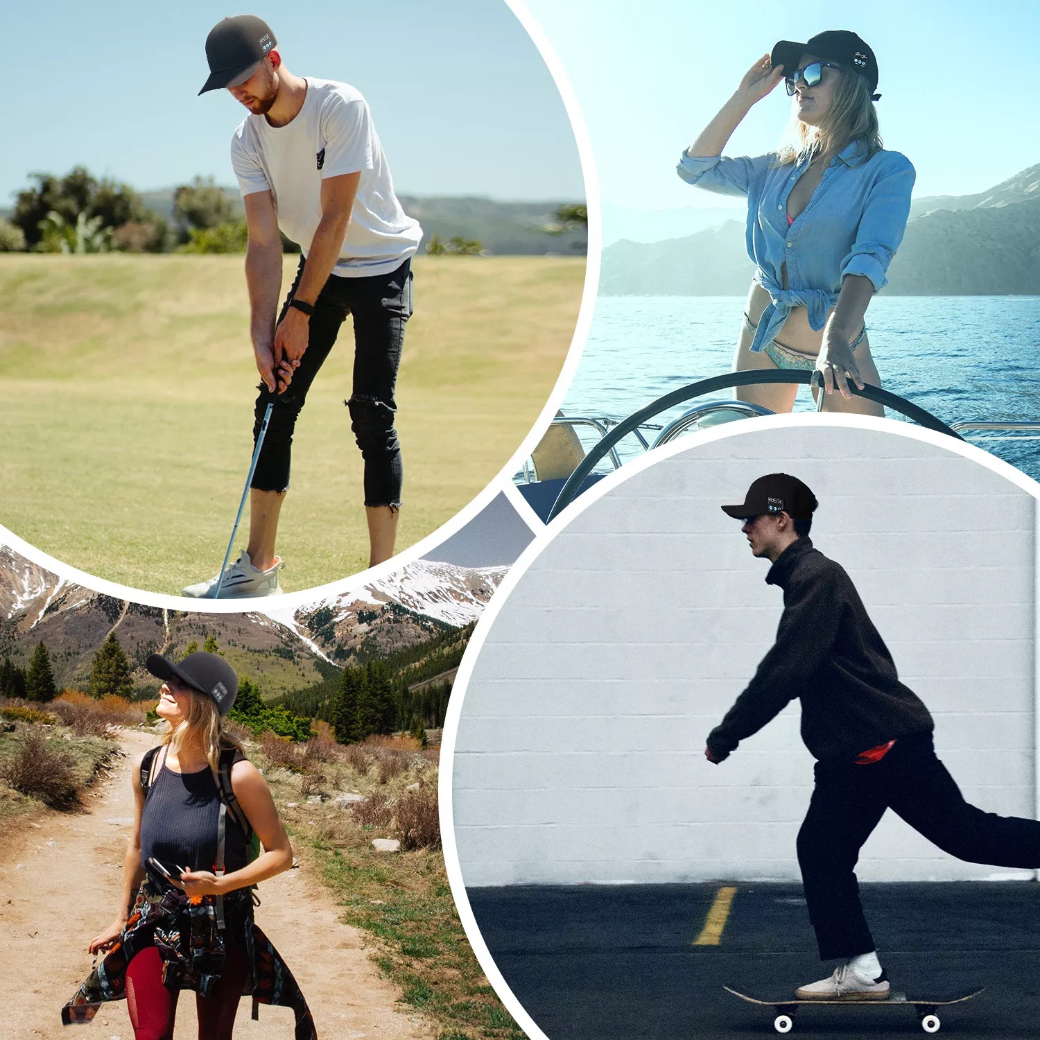 Wireless speaker hat with Bluetooth 5.4 dual speakers, suitable for outdoor sports and playing music.