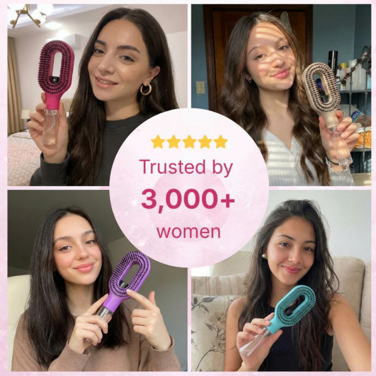 Multifunctional water spray comb, atomizing spray comb, transparent spray bottle handle, hollowed-out hair-smoothing comb, hair styling tool