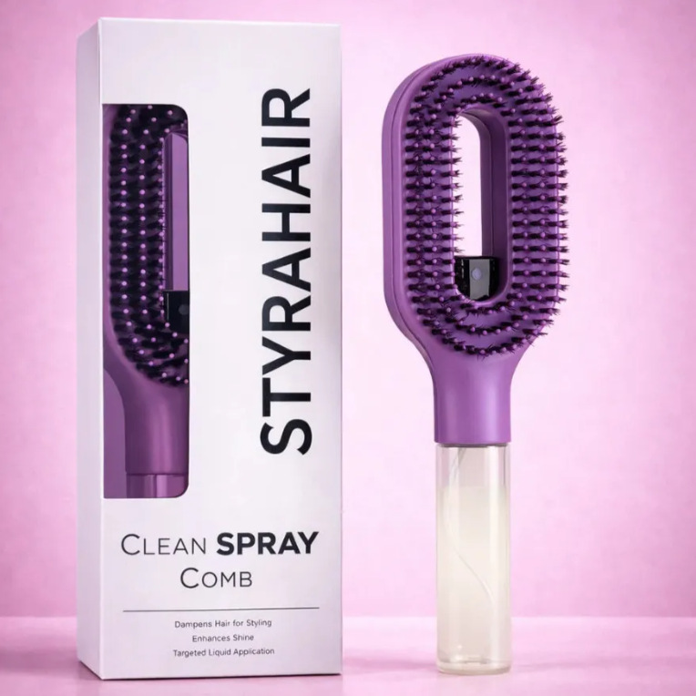 Multifunctional water spray comb, atomizing spray comb, transparent spray bottle handle, hollowed-out hair-smoothing comb, hair styling tool