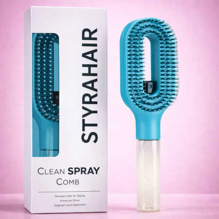 Multifunctional water spray comb, atomizing spray comb, transparent spray bottle handle, hollowed-out hair-smoothing comb, hair styling tool