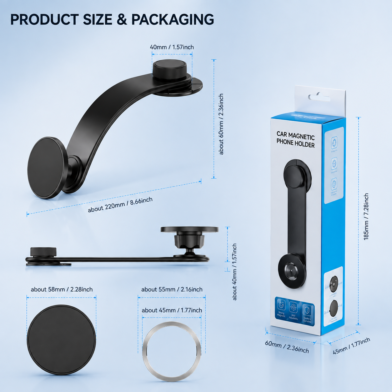 PLLDLC® 360° Adjustable Magnetic Car Phone Holder – Flexible Mount