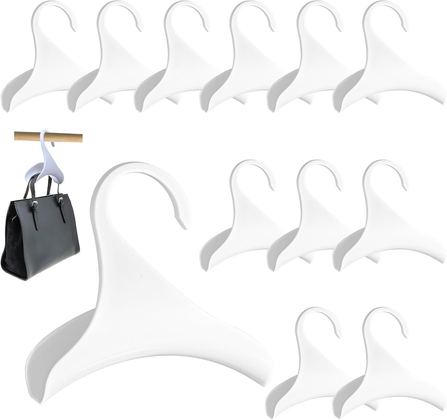 Bag Hanger 12 Pack – Purse Hangers for Closet, Handbag Organizer Hooks, Space-Saving Storage Racks for Purses, Totes, Backpacks & Belts, Lightweight Plastic Closet Organizer
