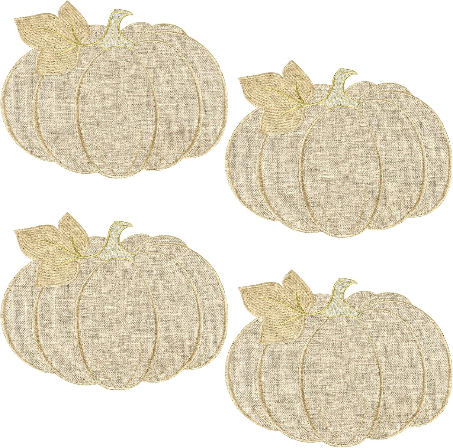 Fall Thanksgiving Pumpkin Placemats Set of 4 – Autumn Table Decorations, Farmhouse Harvest Pumpkin-Shaped Round Placemats for Kitchen Dining, Holiday Party & Seasonal Home Decor (13.8" x 12.6")