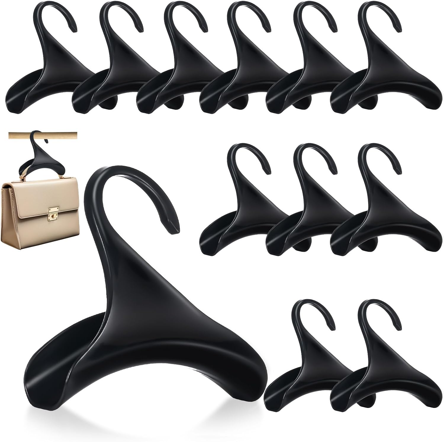 Bag Hanger 12 Pack – Purse Hangers for Closet, Handbag Organizer Hooks, Space-Saving Storage Racks for Purses, Totes, Backpacks & Belts, Lightweight Plastic Closet Organizer