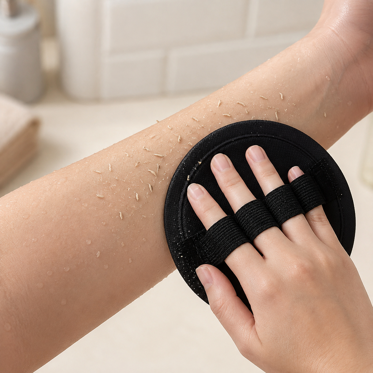 Exfoliating Body Scrubber Pad with Finger Grip – Gentle Rubber