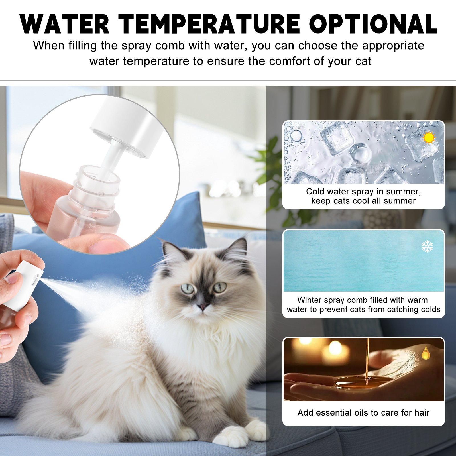 PLLDLC® 3-in-1 Pet Spray Brush – Self-Cleaning Grooming Comb
