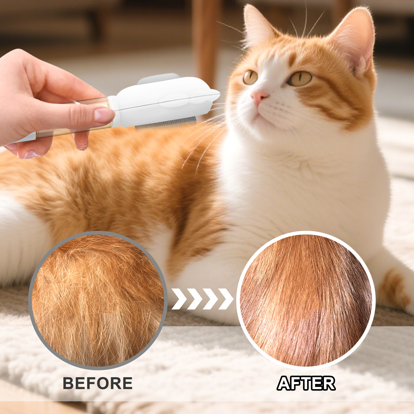 PLLDLC® 3-in-1 Pet Spray Brush – Self-Cleaning Grooming Comb