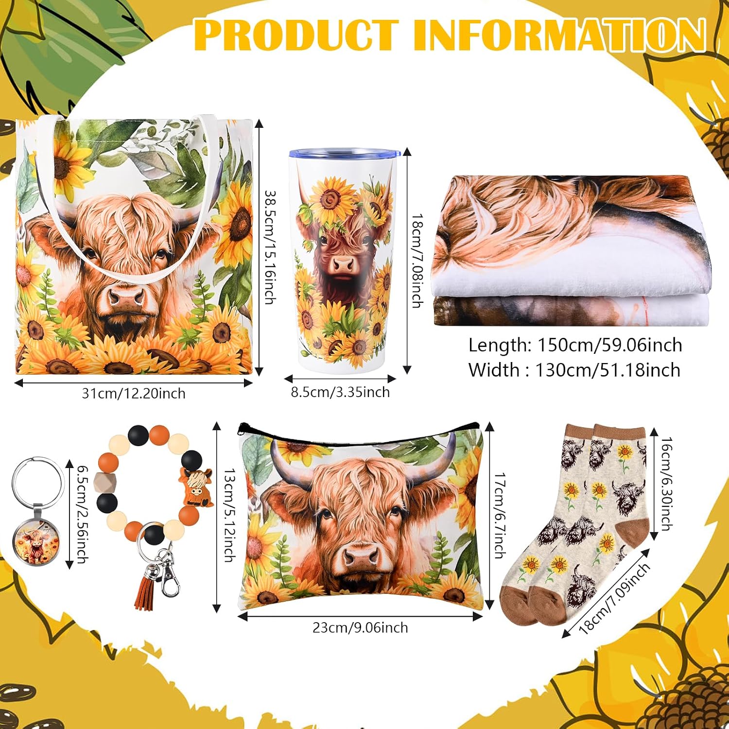 PLLDLC® Highland Cow Gift Set – Throw Blanket & Insulated Tumbler