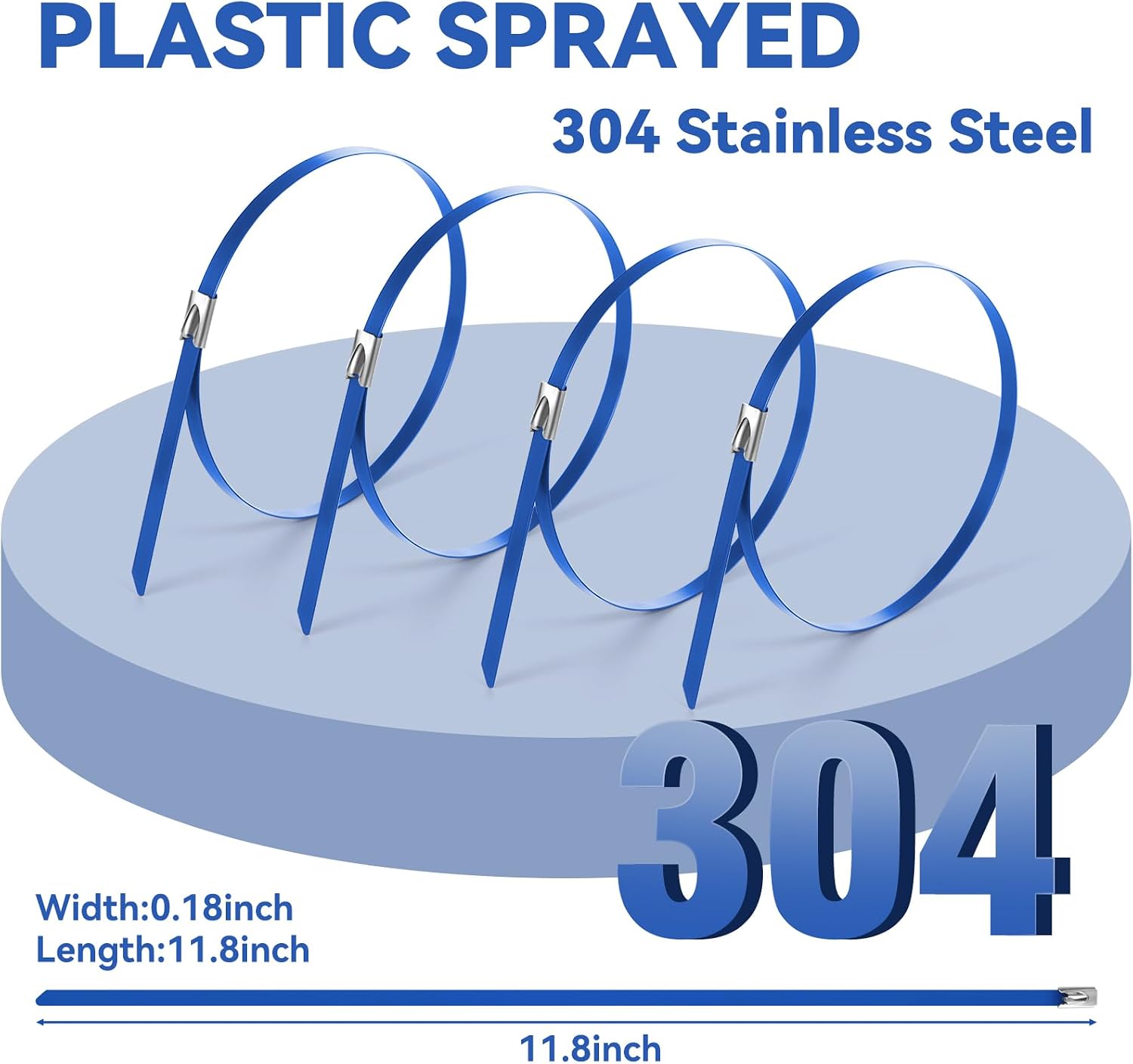 PLLDLC® 11.8" 50PCS Heavy Duty Stainless Steel Metal Zip Ties for Outdoor Use