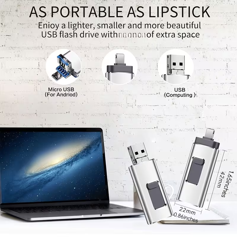 Large capacity 4-in-1 USB flash drive for Android and Apple phones, 1TB.