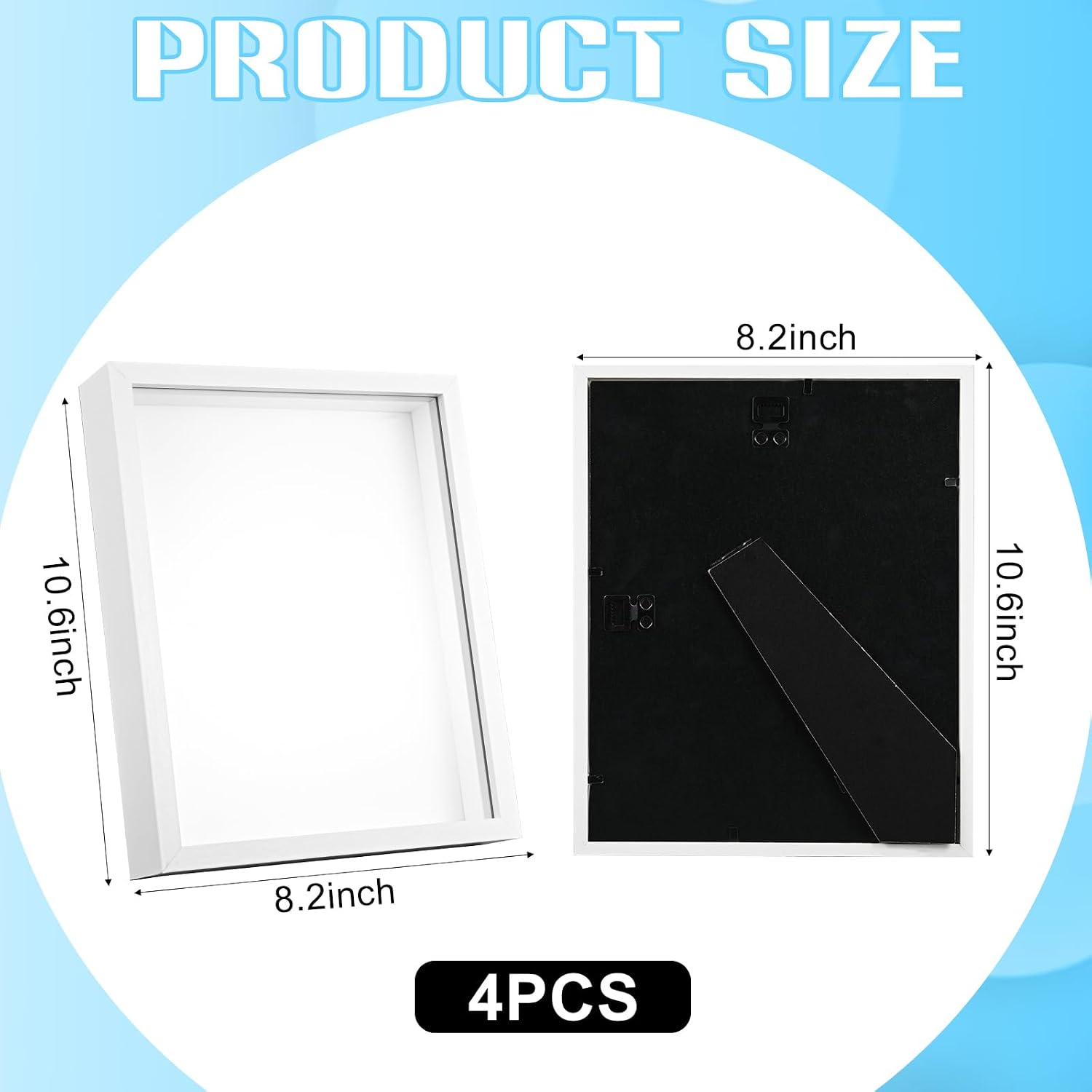 4 Pack 8x10 Shadow Box Frame – Wood Deep Shadow Box Display Cases with Plexiglass Front, 3D Shadowbox for Photos, Dried Flowers, Medals, Crafts, Keepsakes & Memorabilia – Wall Mount or Tabletop Display (White)