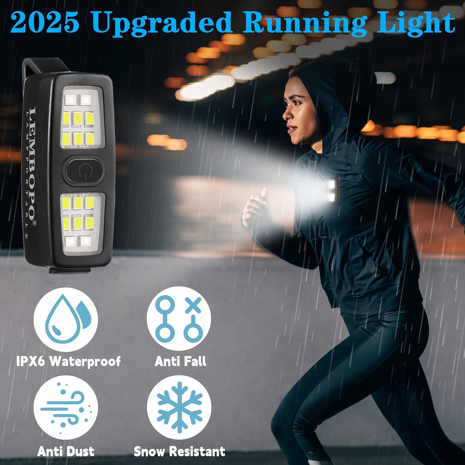 Small Rechargeable EDC Flashlight 600 Lumens – Clip-on Running Light for Runners, Cyclists, Dog Walking, Hands-Free Safety Light, IPX6 Waterproof, USB-C Fast Charging, 6 Modes