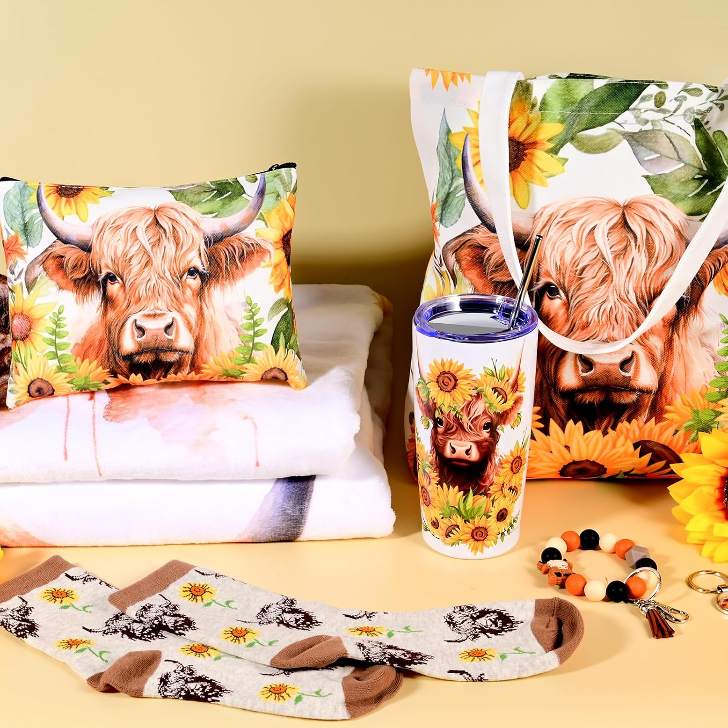 PLLDLC® Highland Cow Gift Set – Throw Blanket & Insulated Tumbler