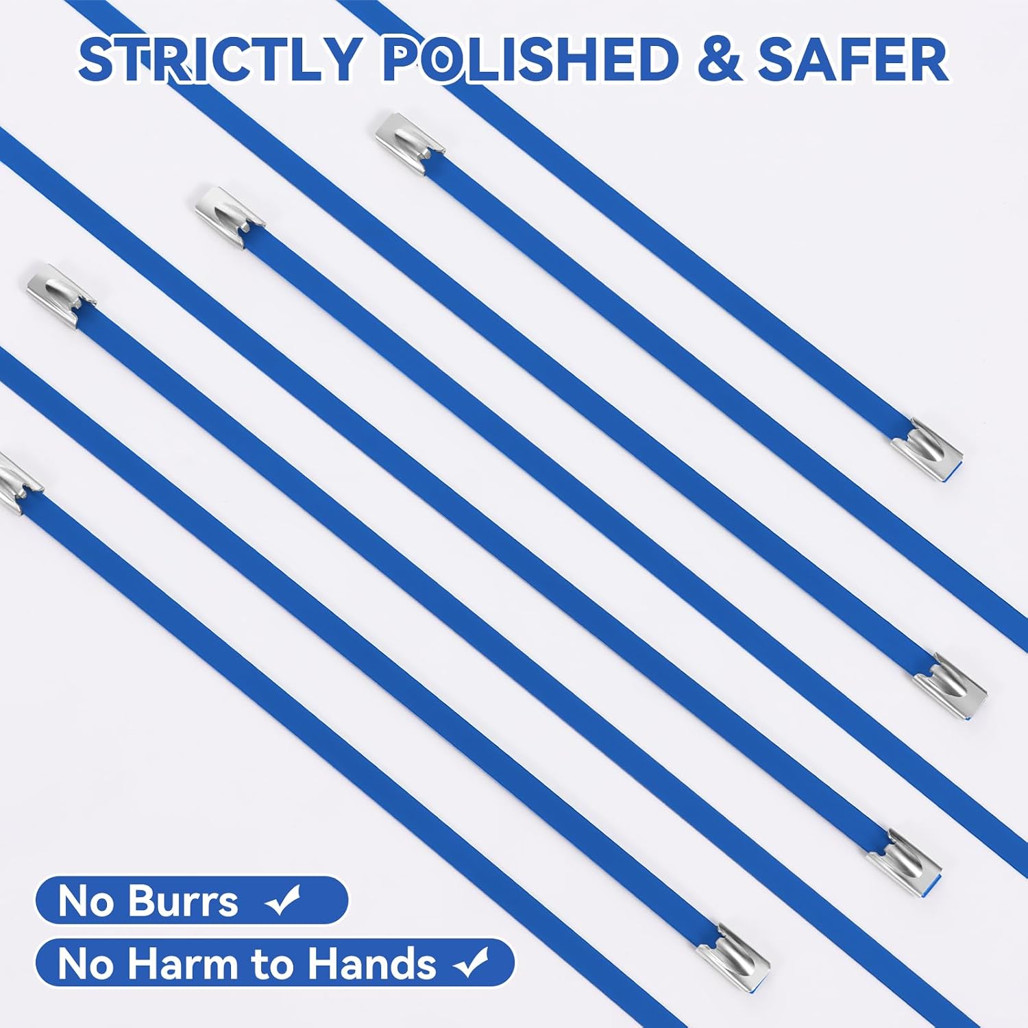 PLLDLC® 11.8" 50PCS Heavy Duty Stainless Steel Metal Zip Ties for Outdoor Use
