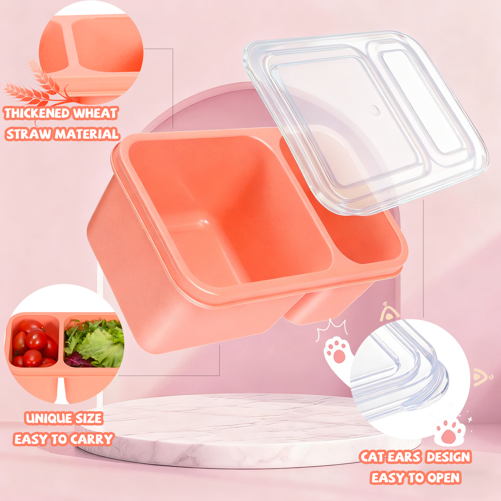 PLLDLC® 6 Pack Snack Containers – 2 Compartment Meal Prep Boxes