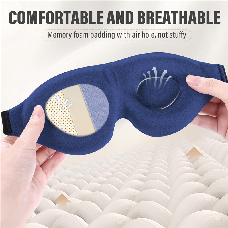 3D full-light-blocking sleep eye mask, relaxing and pressure-free, soft and breathable, perfect for relieving eye fatigue during lunch break.