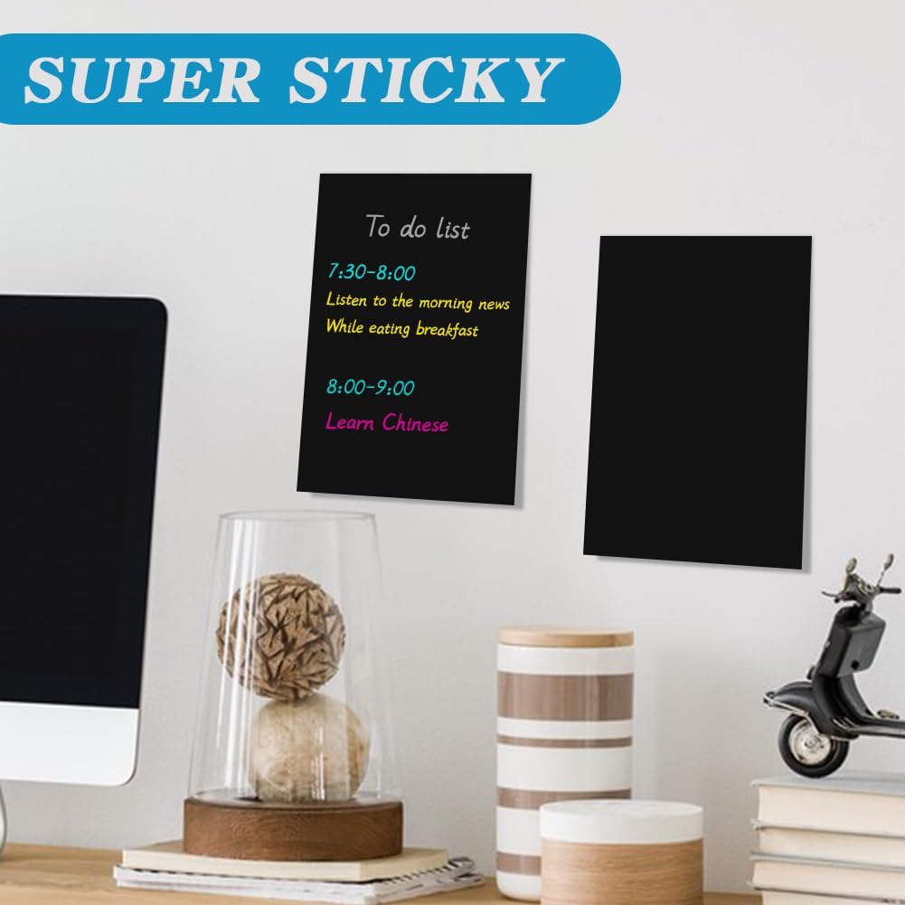 Black Sticky Notes 4x6 – Large Post It Notes with 2 Metallic Pens, 6 Pads, 300 Sheets Total, Thick & Durable Self-Stick Notes for School, Home, Office, Hospital Supplies – Black Paper Sticky Notes