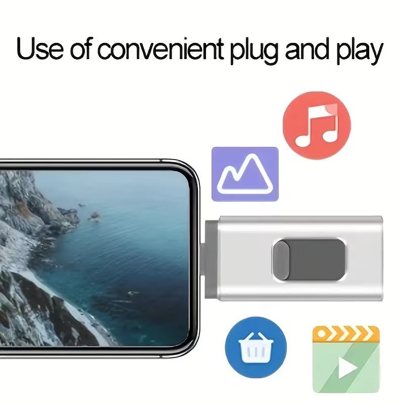 Large capacity 4-in-1 USB flash drive for Android and Apple phones, 1TB.
