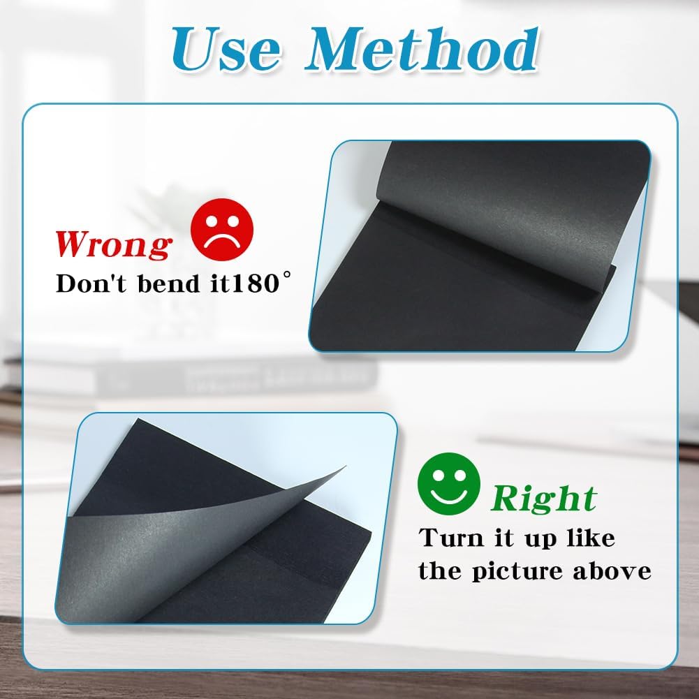 Black Sticky Notes 4x6 – Large Post It Notes with 2 Metallic Pens, 6 Pads, 300 Sheets Total, Thick & Durable Self-Stick Notes for School, Home, Office, Hospital Supplies – Black Paper Sticky Notes