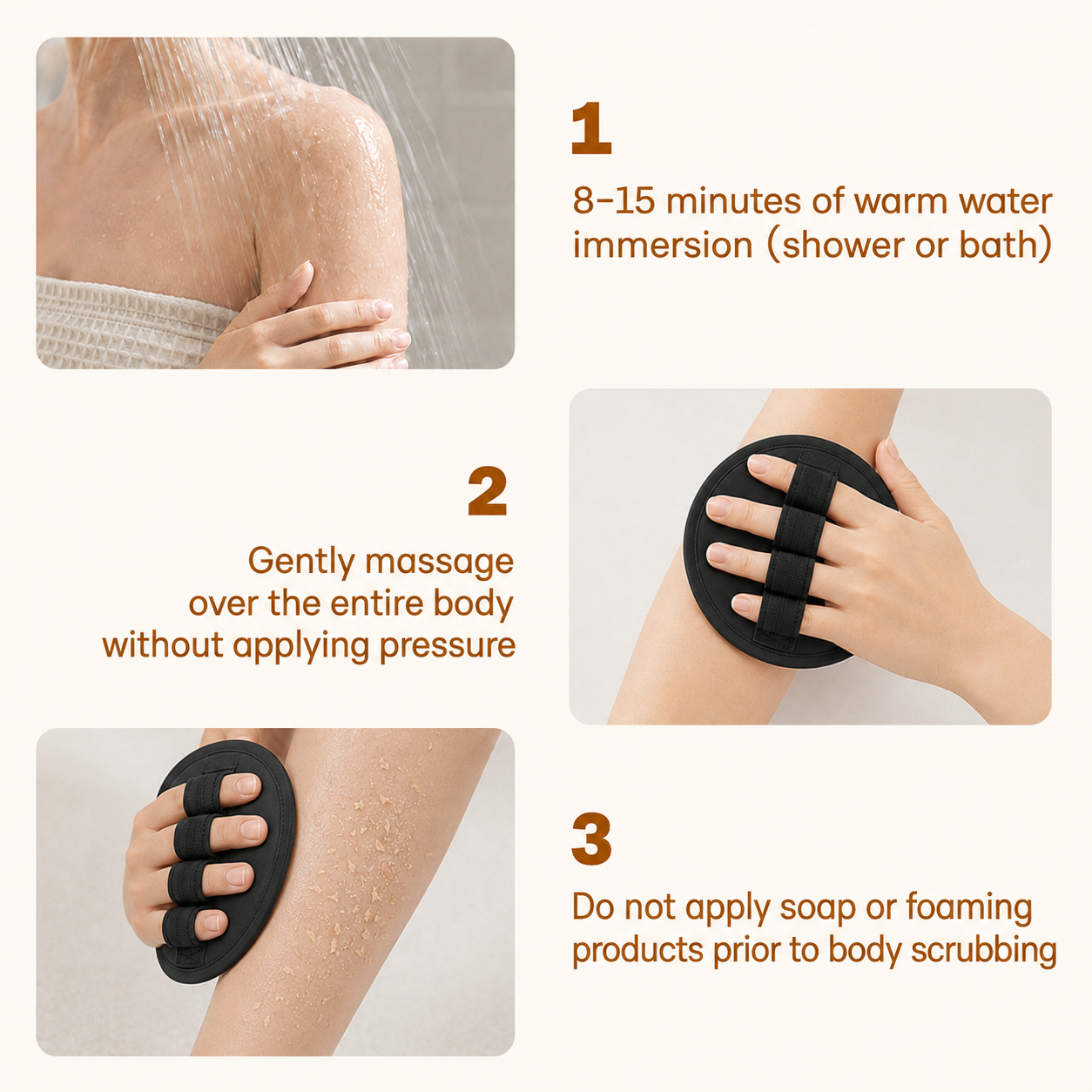 Exfoliating Body Scrubber Pad with Finger Grip – Gentle Rubber