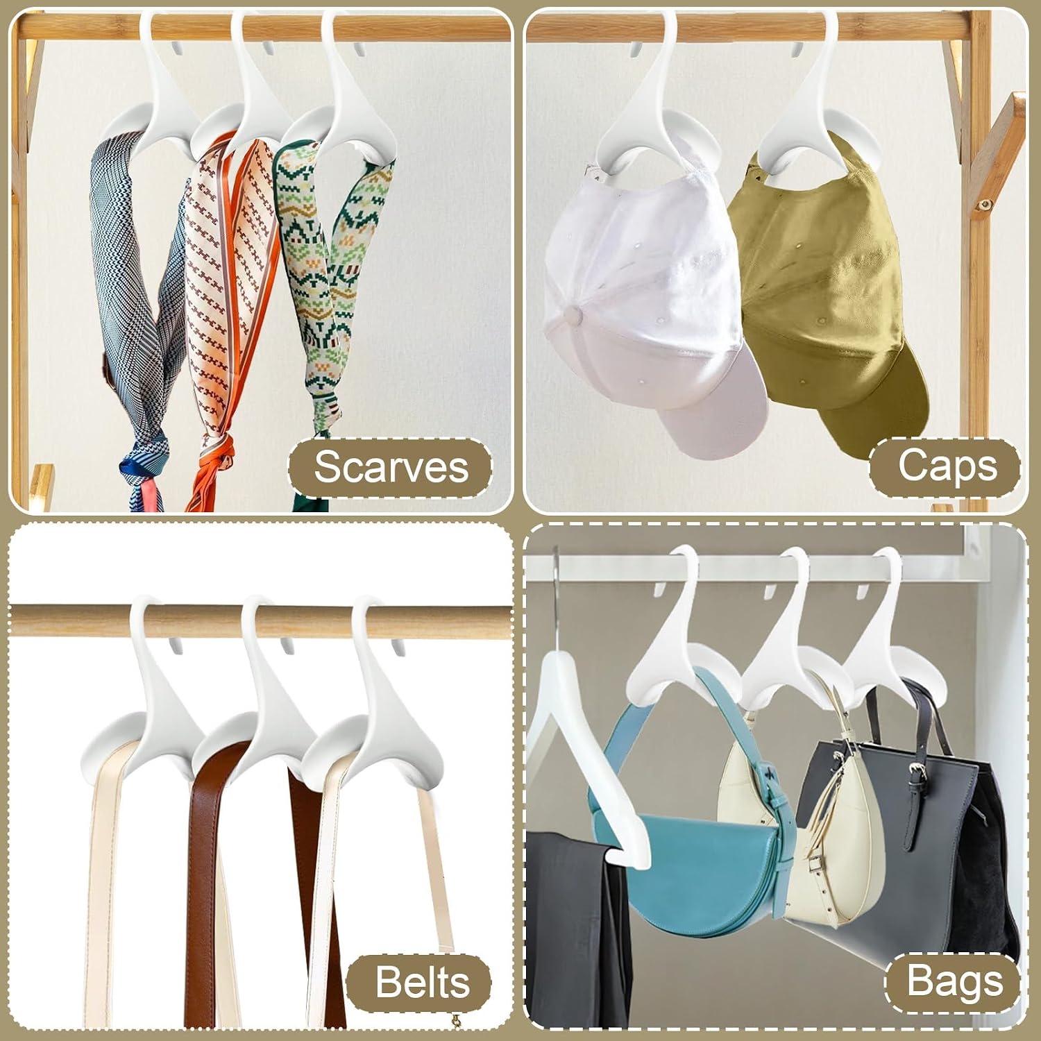 Bag Hanger 12 Pack – Purse Hangers for Closet, Handbag Organizer Hooks, Space-Saving Storage Racks for Purses, Totes, Backpacks & Belts, Lightweight Plastic Closet Organizer