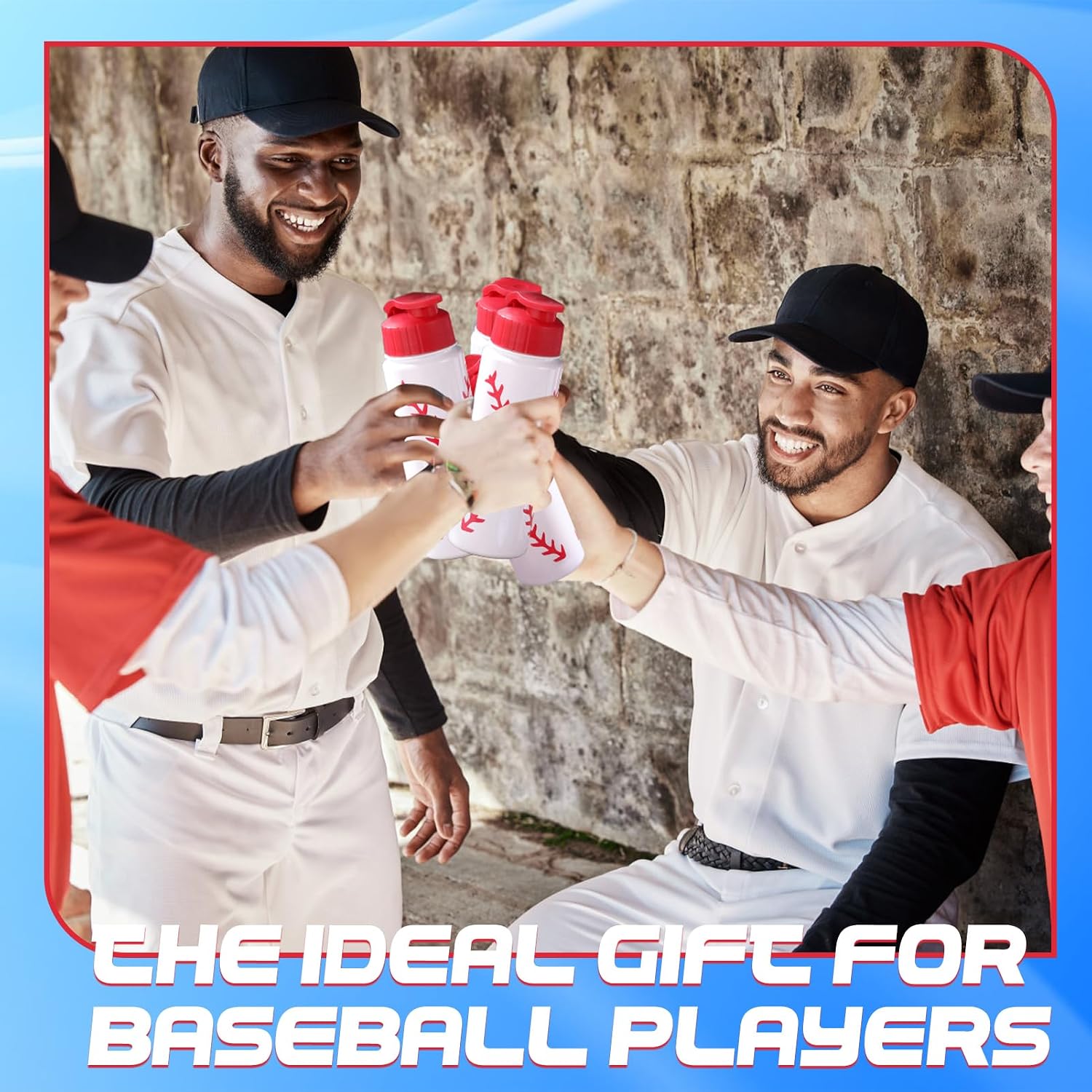 16 Pcs Baseball Water Bottle Bulk – 20 oz Reusable Plastic Sports Bottles with Leak-Proof Lids, Baseball-Themed Drink Containers for Team Gifts, Party Favors, Players, Coaches & Fans