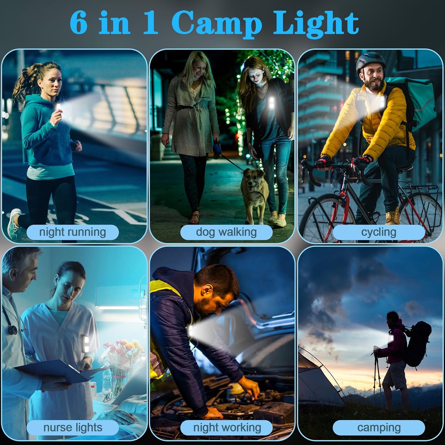 Small Rechargeable EDC Flashlight 600 Lumens – Clip-on Running Light for Runners, Cyclists, Dog Walking, Hands-Free Safety Light, IPX6 Waterproof, USB-C Fast Charging, 6 Modes