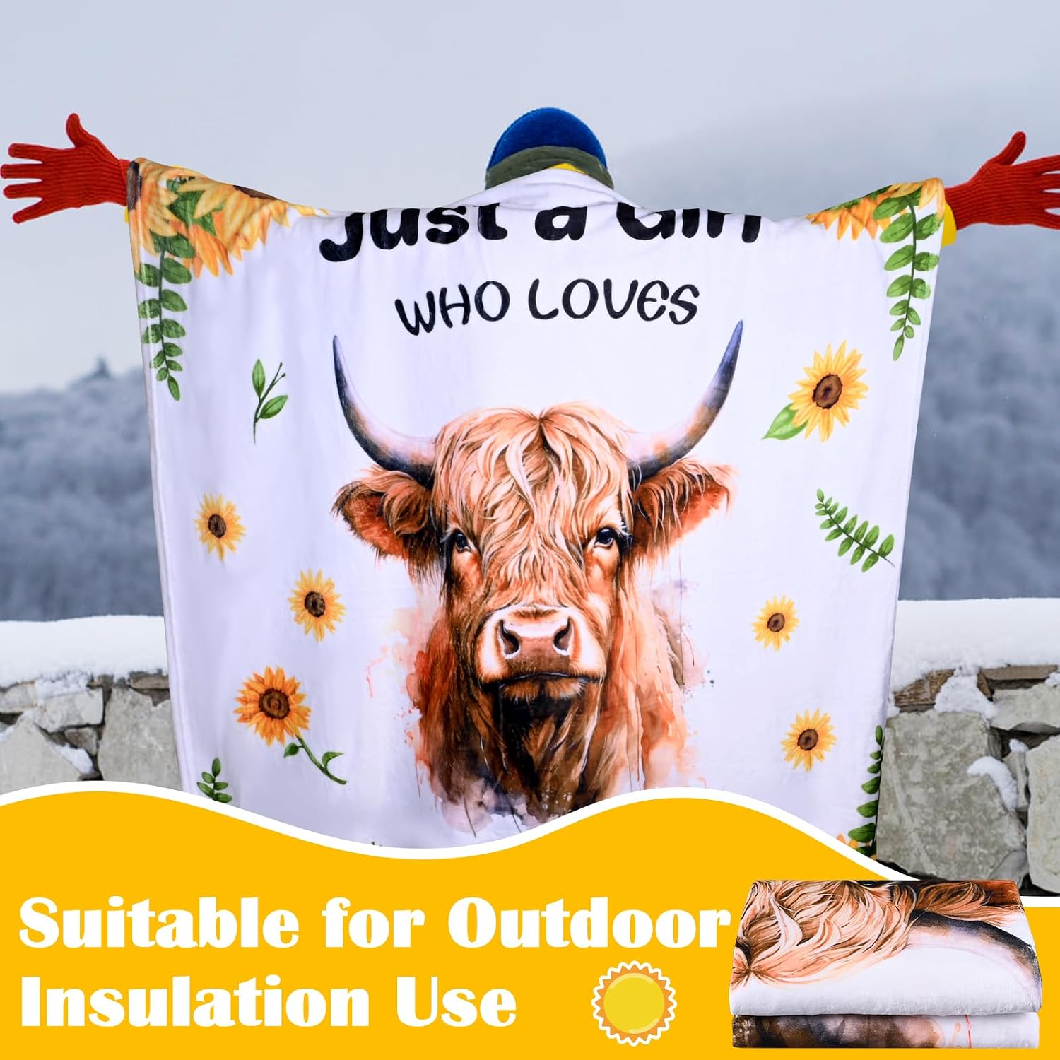 PLLDLC® Highland Cow Gift Set – Throw Blanket & Insulated Tumbler