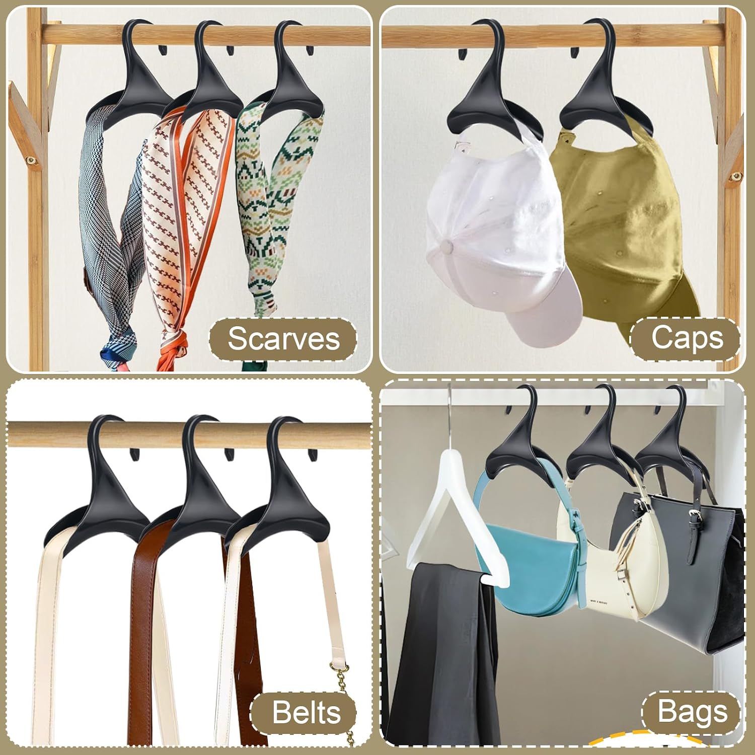 Bag Hanger 12 Pack – Purse Hangers for Closet, Handbag Organizer Hooks, Space-Saving Storage Racks for Purses, Totes, Backpacks & Belts, Lightweight Plastic Closet Organizer
