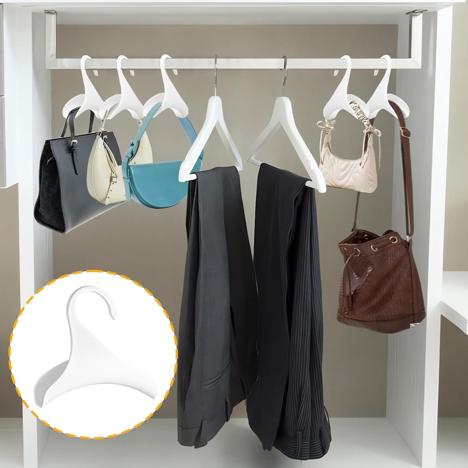 Bag Hanger 12 Pack – Purse Hangers for Closet, Handbag Organizer Hooks, Space-Saving Storage Racks for Purses, Totes, Backpacks & Belts, Lightweight Plastic Closet Organizer