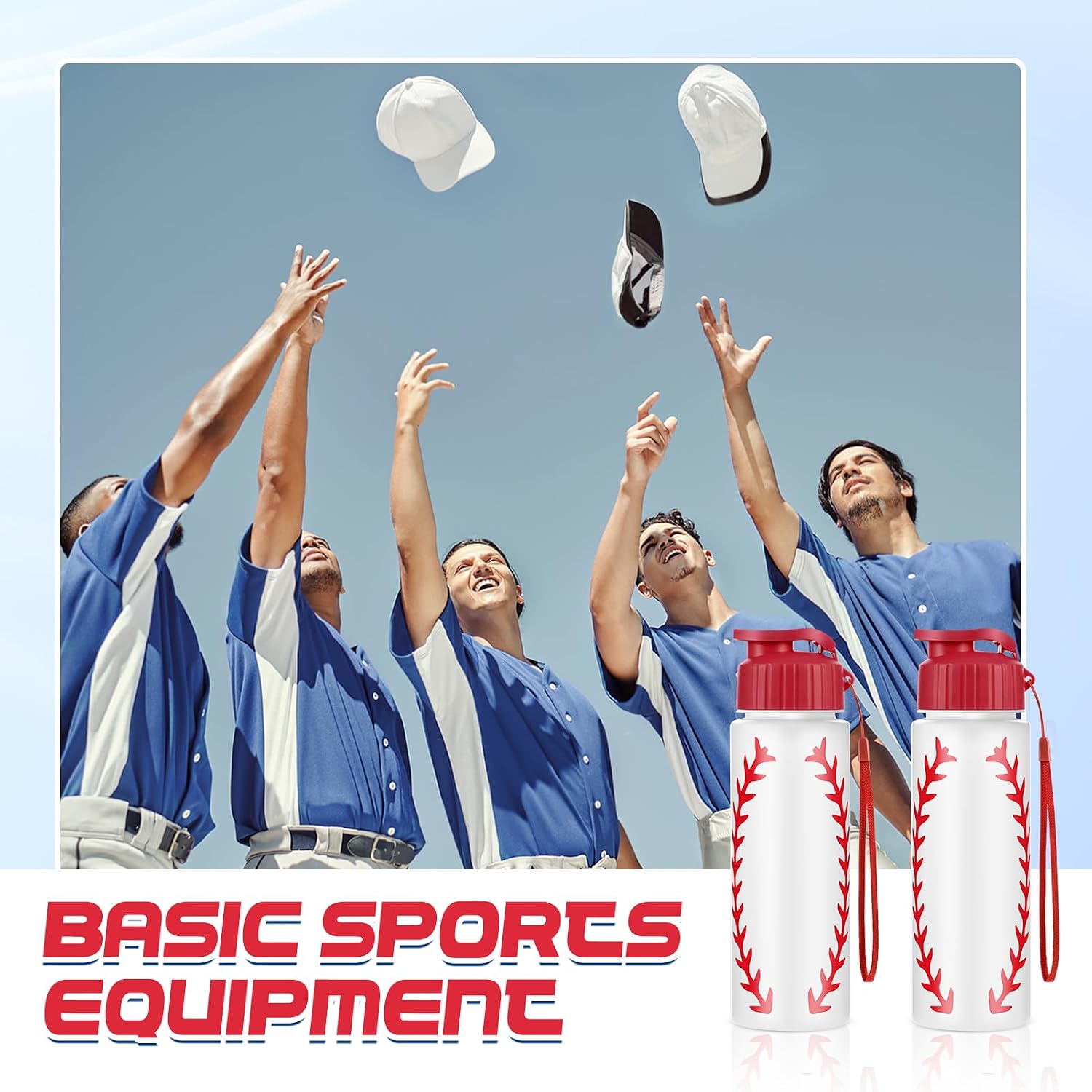 16 Pcs Baseball Water Bottle Bulk – 20 oz Reusable Plastic Sports Bottles with Leak-Proof Lids, Baseball-Themed Drink Containers for Team Gifts, Party Favors, Players, Coaches & Fans