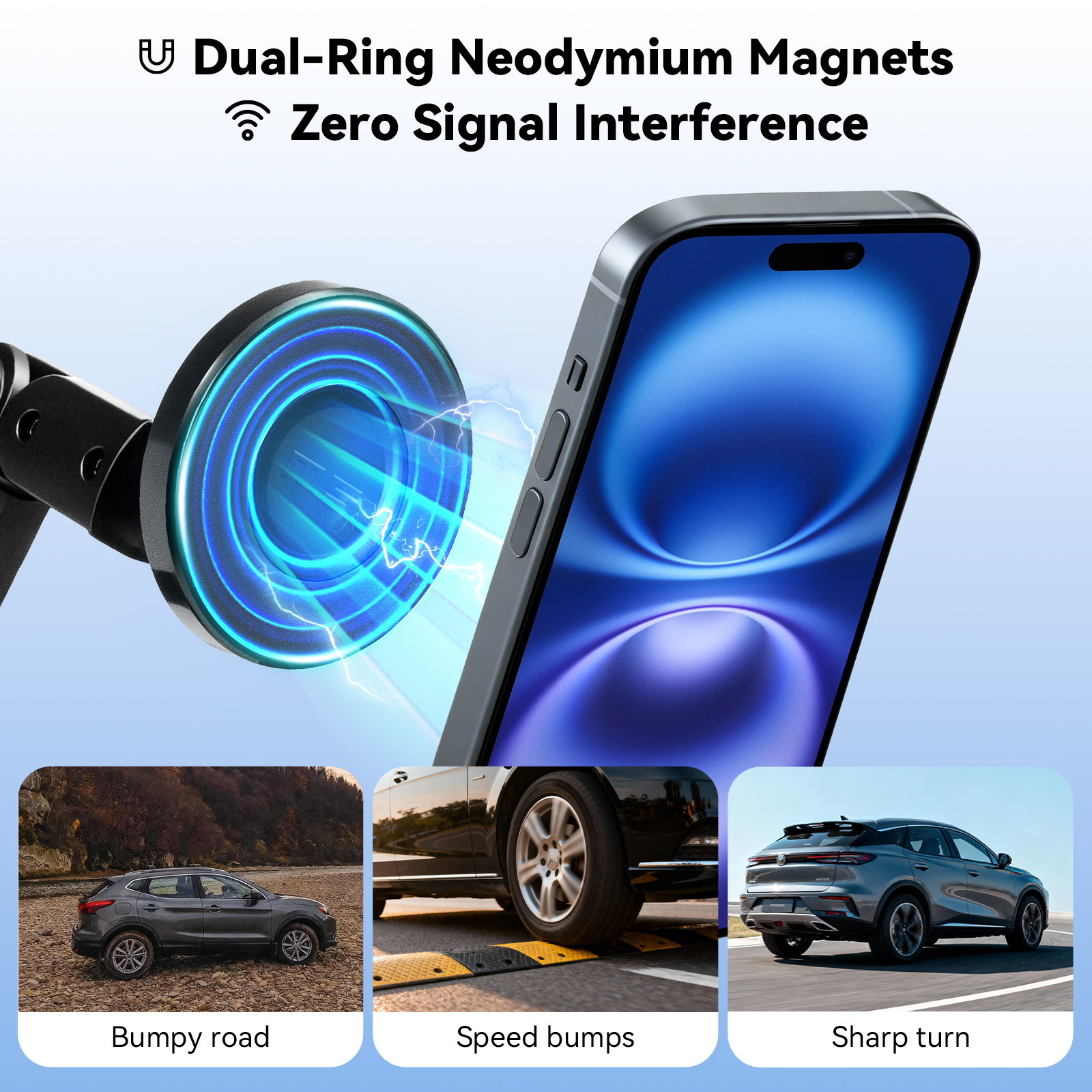 PLLDLC® 2-in-1 Magnetic Car Phone Holder & Cup Holder Extender