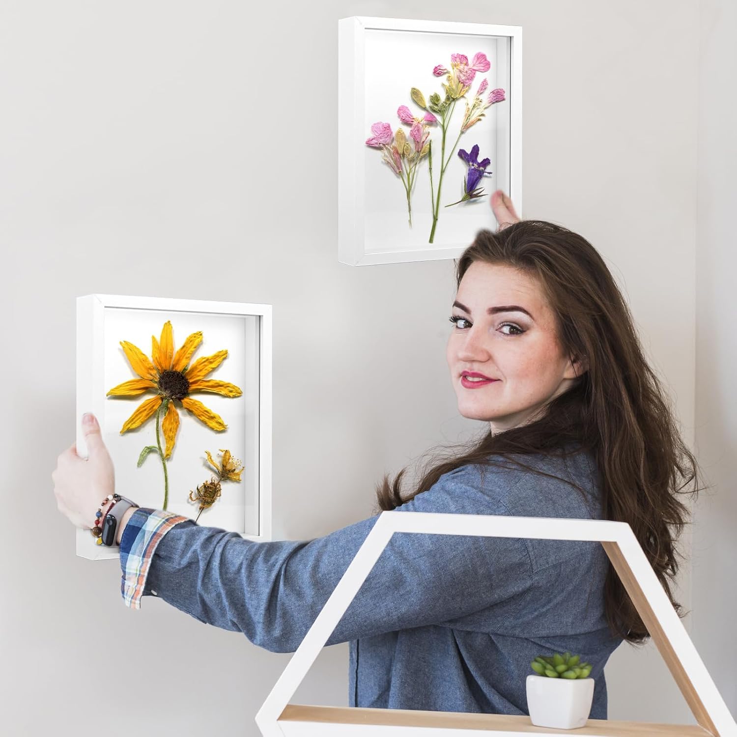 4 Pack 8x10 Shadow Box Frame – Wood Deep Shadow Box Display Cases with Plexiglass Front, 3D Shadowbox for Photos, Dried Flowers, Medals, Crafts, Keepsakes & Memorabilia – Wall Mount or Tabletop Display (White)