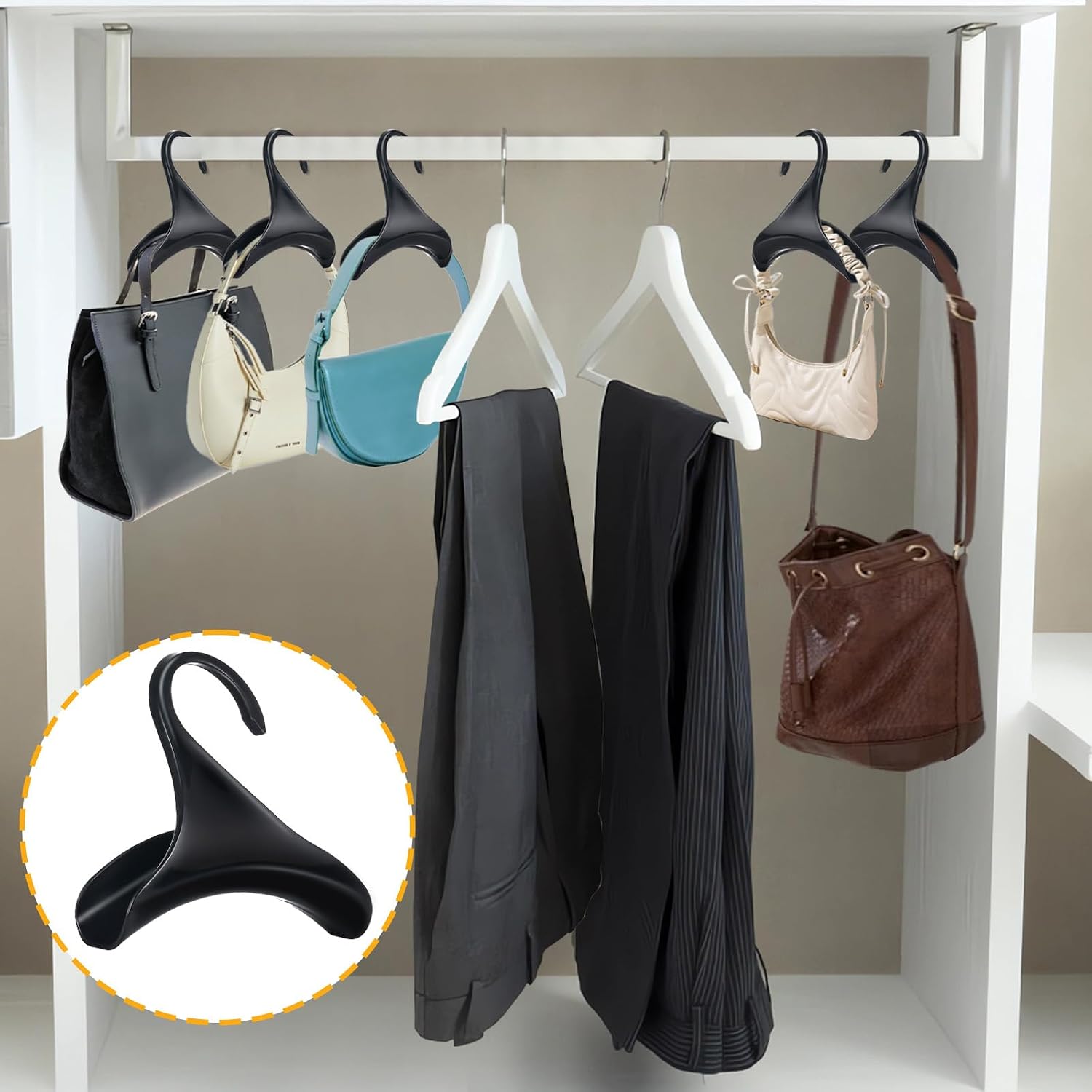 Bag Hanger 12 Pack – Purse Hangers for Closet, Handbag Organizer Hooks, Space-Saving Storage Racks for Purses, Totes, Backpacks & Belts, Lightweight Plastic Closet Organizer