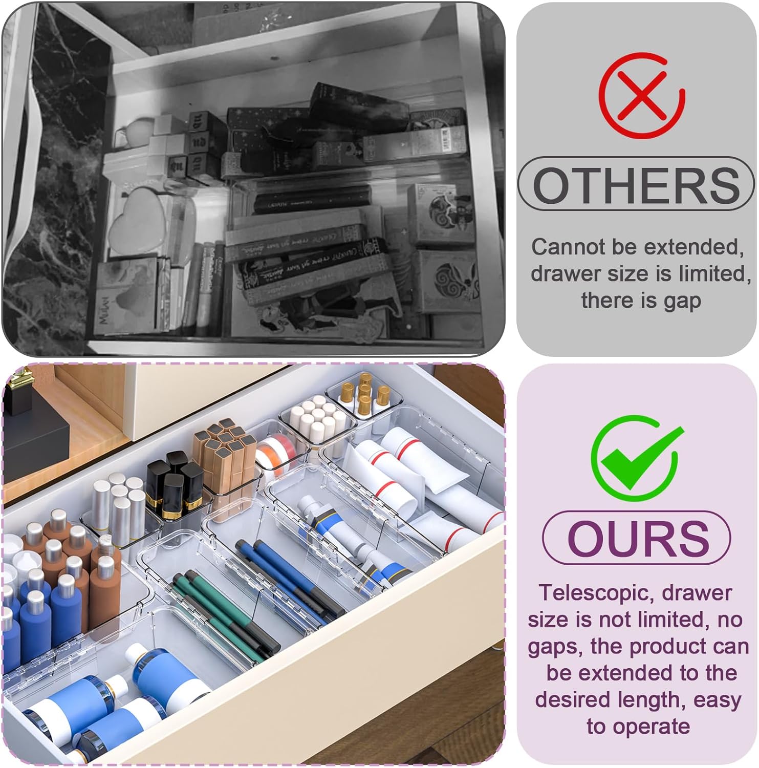 Say Goodbye to Size Compromises | 14-Piece Expandable Organizer Set – A "Living" Storage System That Fits Any Drawer