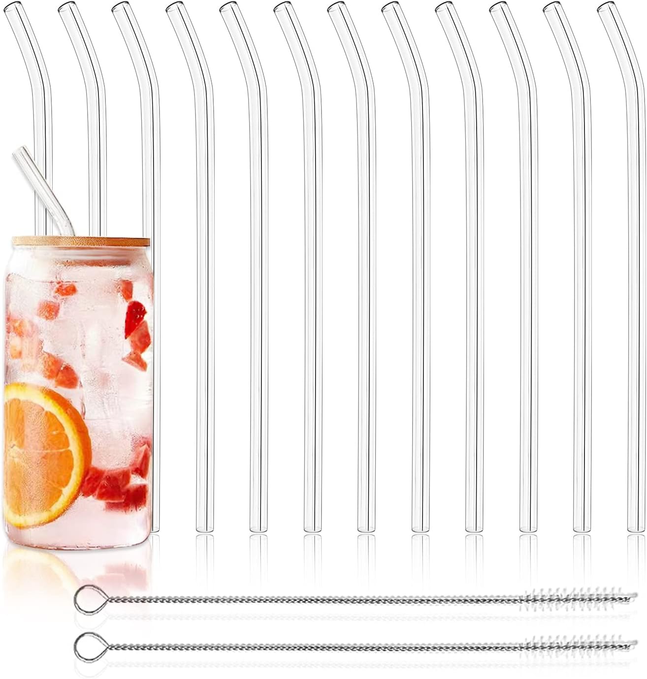 PLLDLC® 12 Pack Glass Straws – Colorful Reusable Borosilicate Drinking Straws