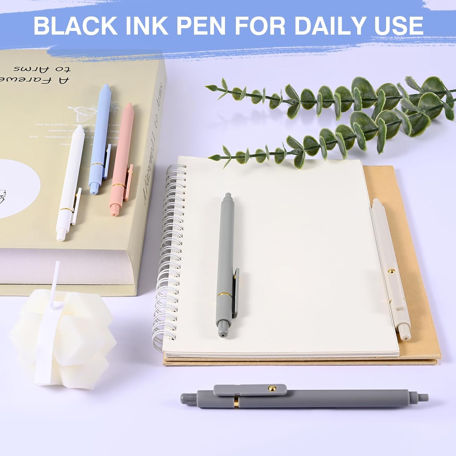 Gel Pens 6 Pack – 0.5mm Fine Point Black Ink Pens with 6 Refills, Quick-Dry No Smear Smooth Writing, Retractable Aesthetic Pens for Journaling, School, Office Supplies, Nurse Gifts