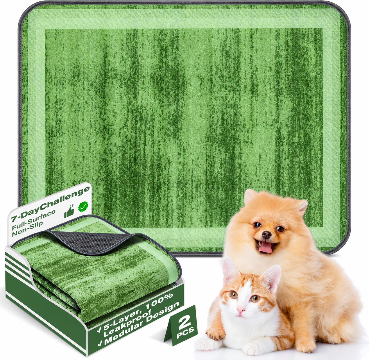 PLLDLC® 2 Pack Washable Reusable Dog Pee Pads – Non-Slip Pet Mats