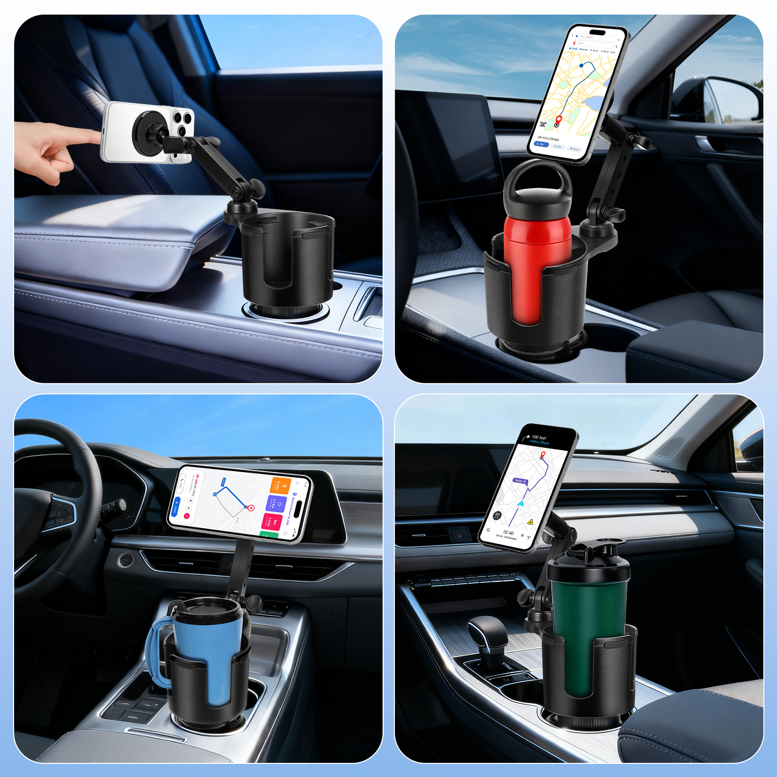PLLDLC® 2-in-1 Magnetic Car Phone Holder & Cup Holder Extender