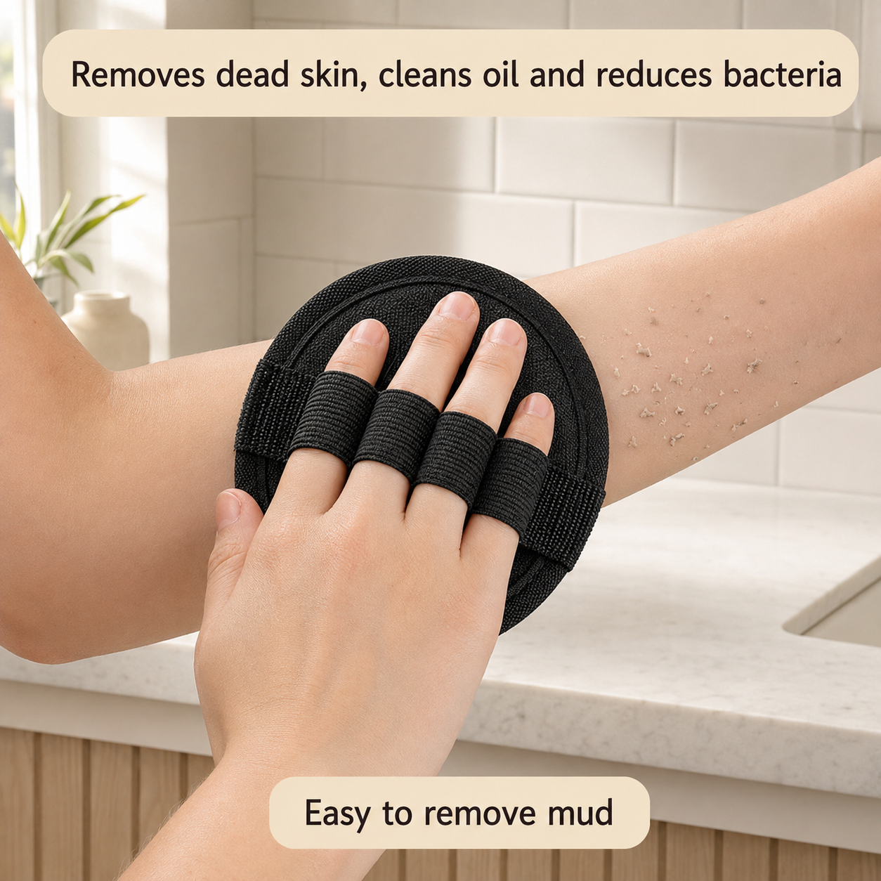 Exfoliating Body Scrubber Pad with Finger Grip – Gentle Rubber