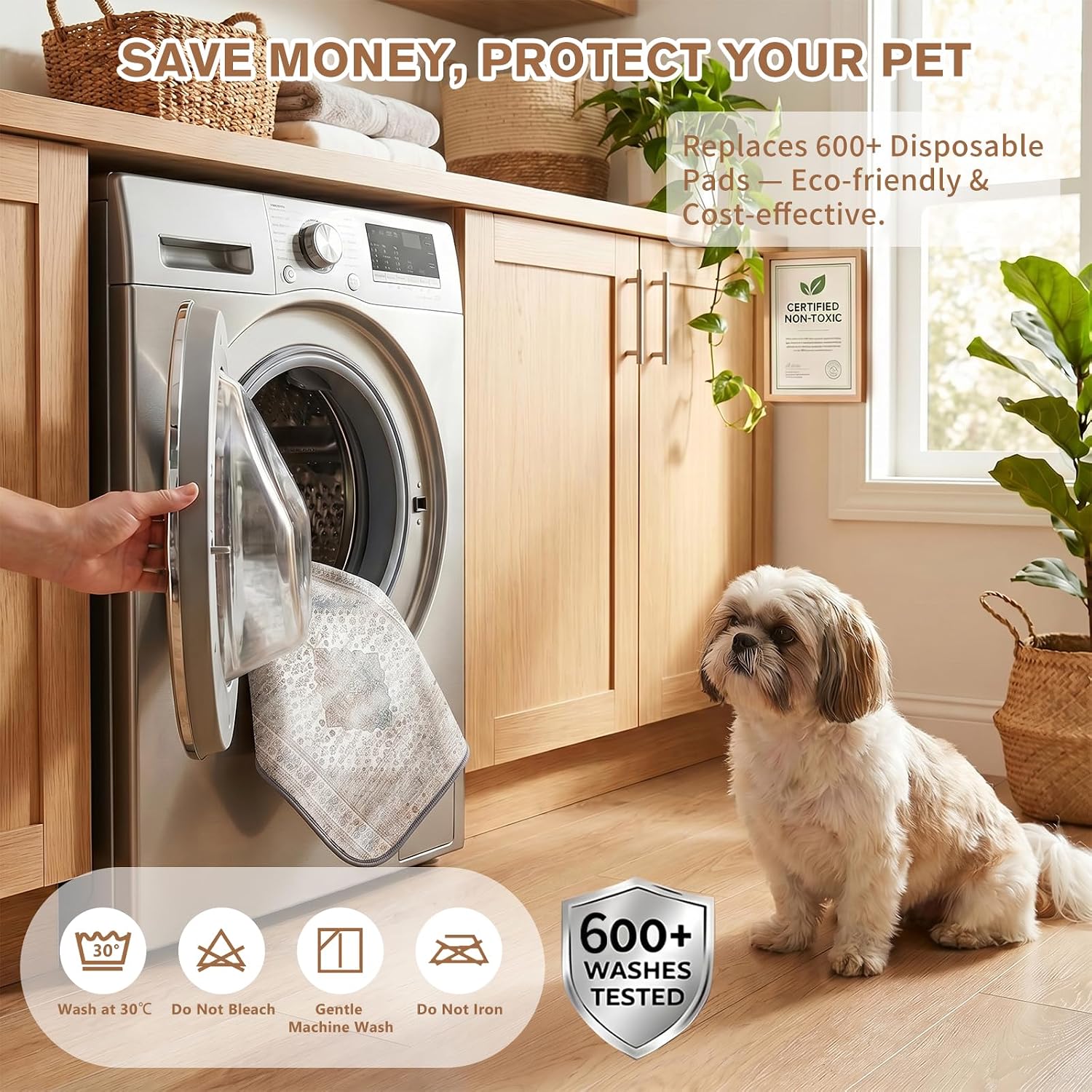 PLLDLC® 2 Pack Washable Reusable Dog Pee Pads – Non-Slip Pet Mats
