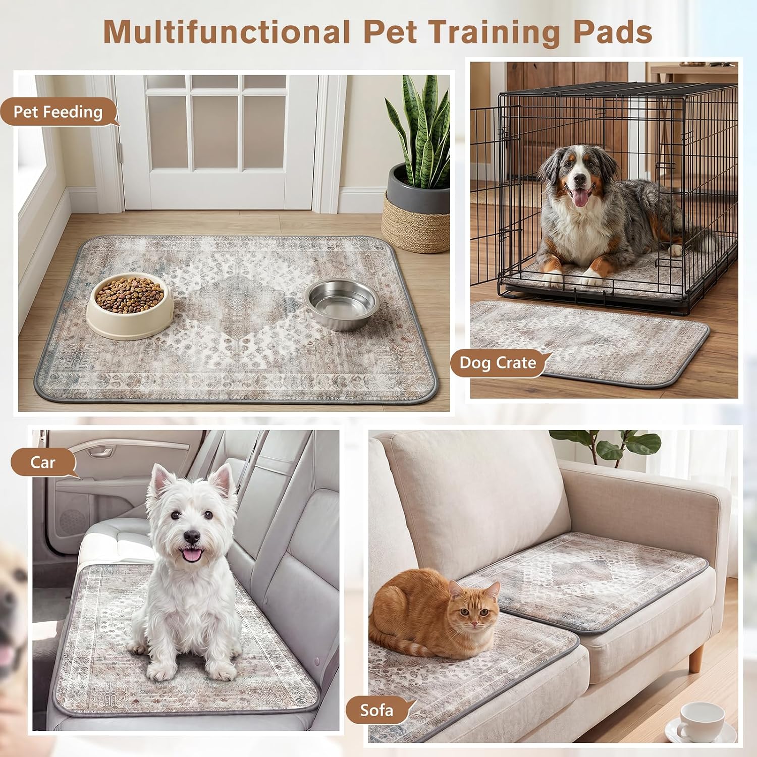 PLLDLC® 2 Pack Washable Reusable Dog Pee Pads – Non-Slip Pet Mats