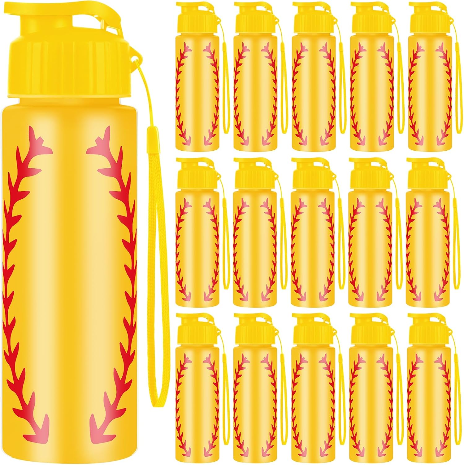 PLLDLC® 16 Pack Baseball Water Bottles – 20oz Sports Drink Bottles
