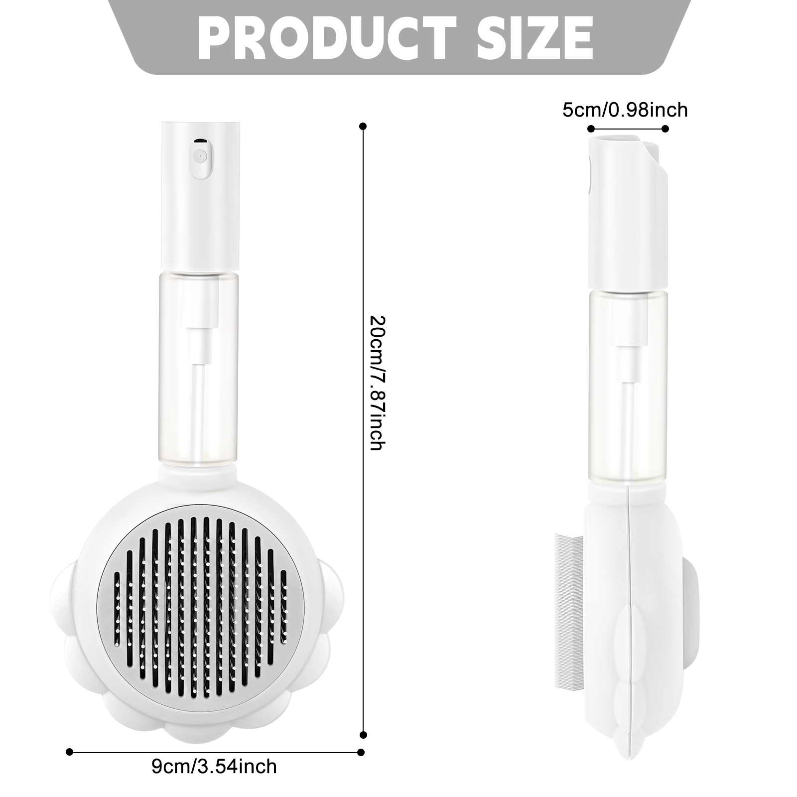 PLLDLC® 3-in-1 Pet Spray Brush – Self-Cleaning Grooming Comb